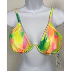 No Boundaries Womens Bikini Top Size L 11 13 Underwire Multi Color Padded New